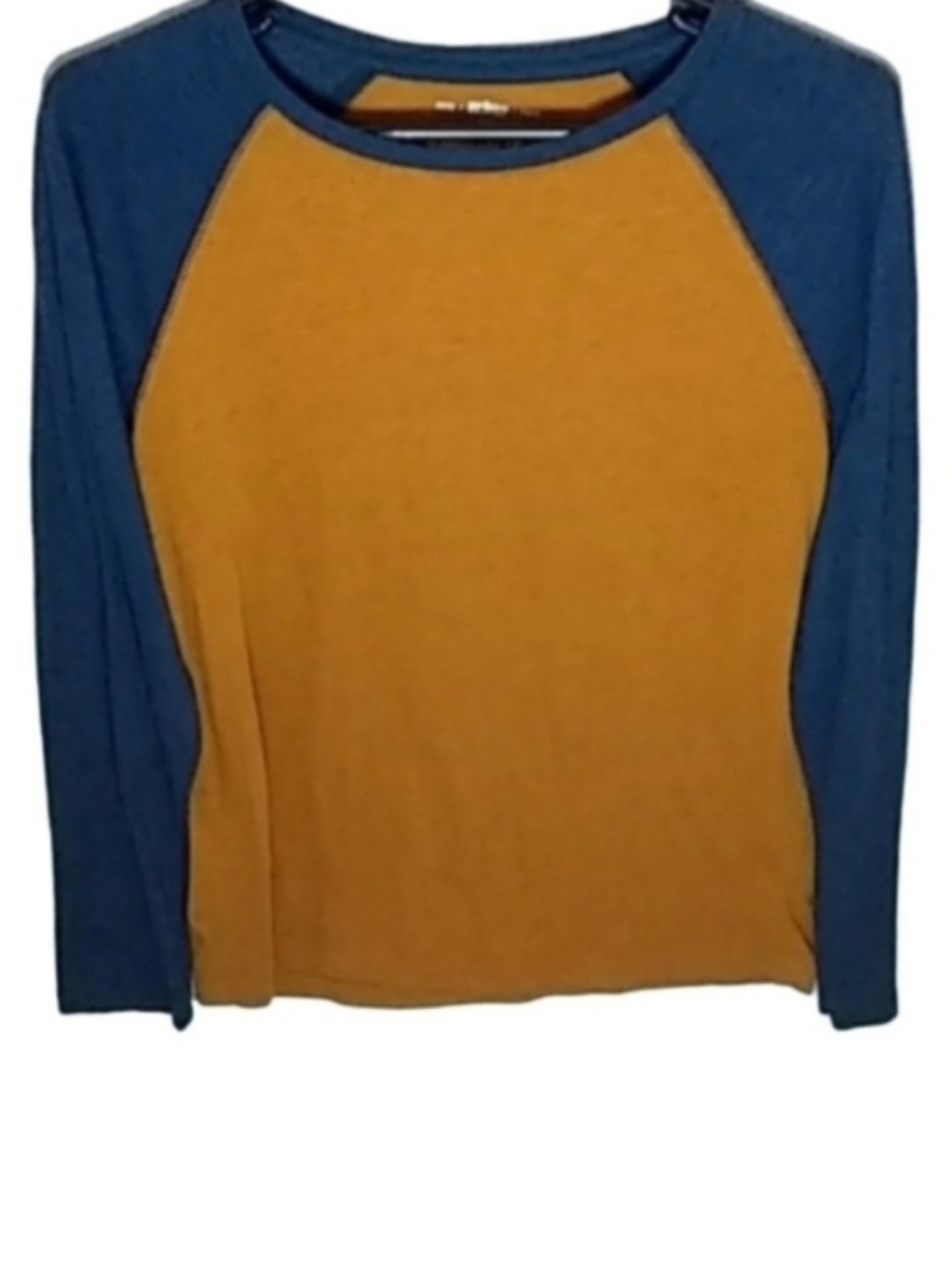 Urban Pipeline Long Sleeve Baseball T-shirt | EUC | Mustard & Blue